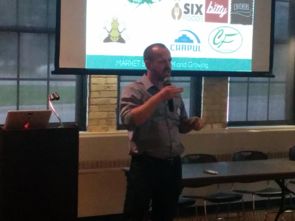 EdibleStartup's tweet photo. Eric Bescak of @entolution talks cricket meal and his big plans. #ForwardFest http://t.co/fUH9gxxNCL