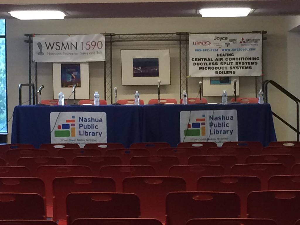 mayorbroderick's tweet photo. Excited to be at the Meet the Players forum hosted by George Russell at Nashua Public Library! 7pm start time http://t.co/vPOl8lqMQE