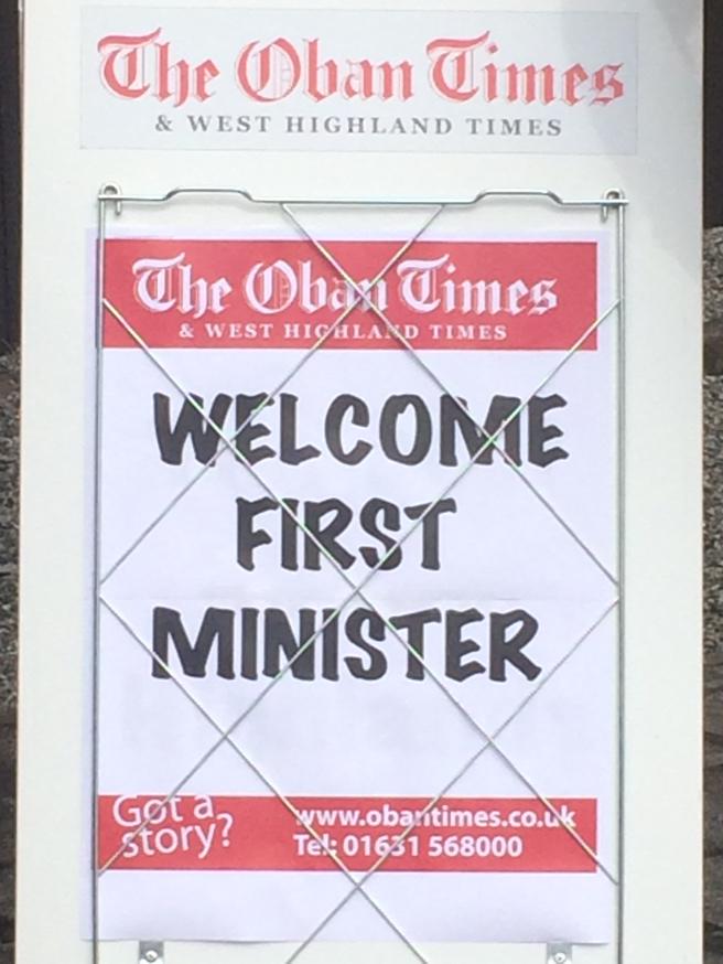 ScotGovFM's tweet photo. RT @scotgov: Great welcome from the @obantimes for @ScotGovFM. Thanks to 350+ who attended last night #obancab http://t.co/4oKJfy6NbN
