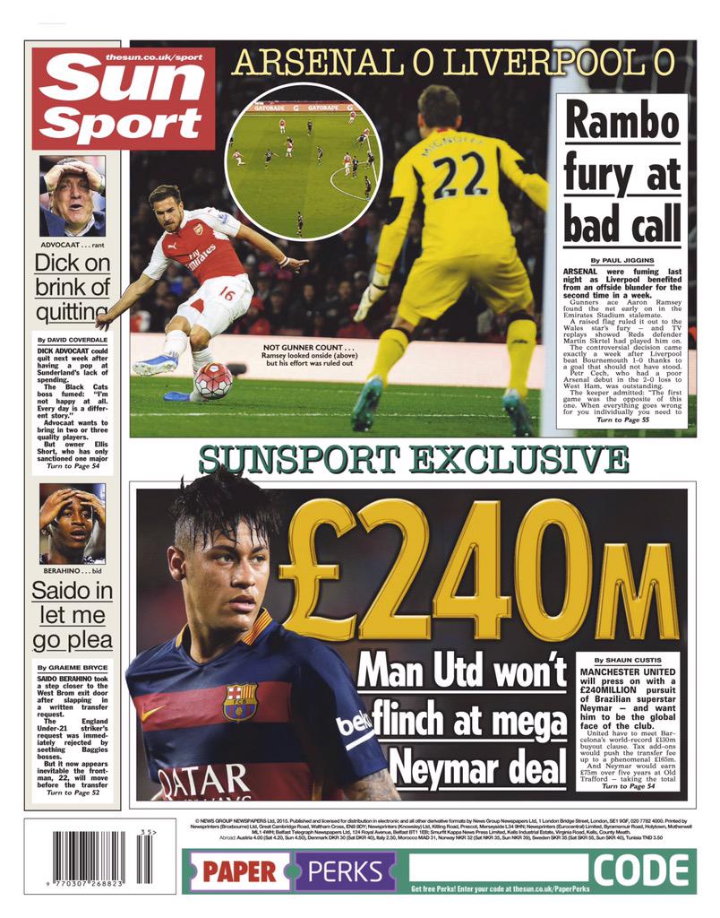 Man United ready to spend staggering £240million in order to sign Barcelona star Neymar [Sun]