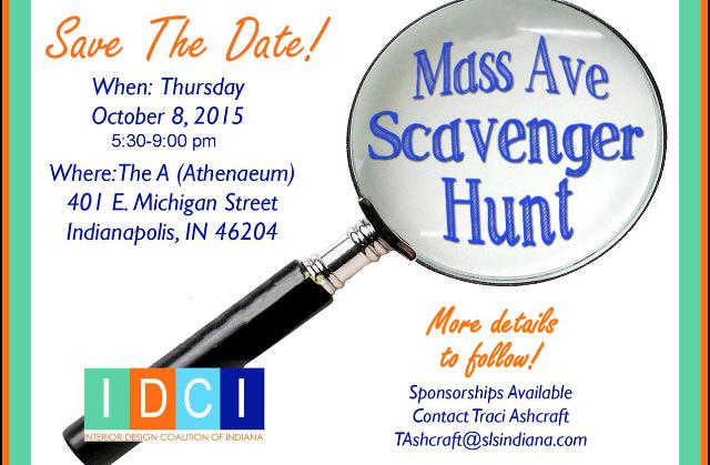 IDCIndiana's tweet photo. Save the Date! Mass Ave Scavenger Hunt on October 8, 2015 from 5:30-9:00pm http://t.co/aFZvbRfdzF