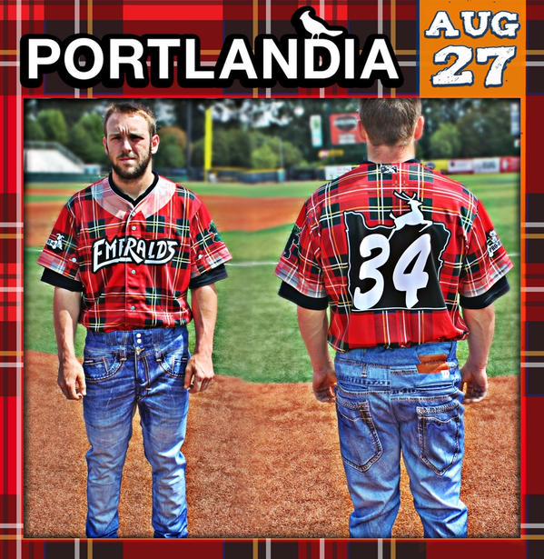SBNation's tweet image. The @EugeneEmeralds came up with Portlandia uniforms and they are … something. sbnation.com/lookit/2015/8/…
