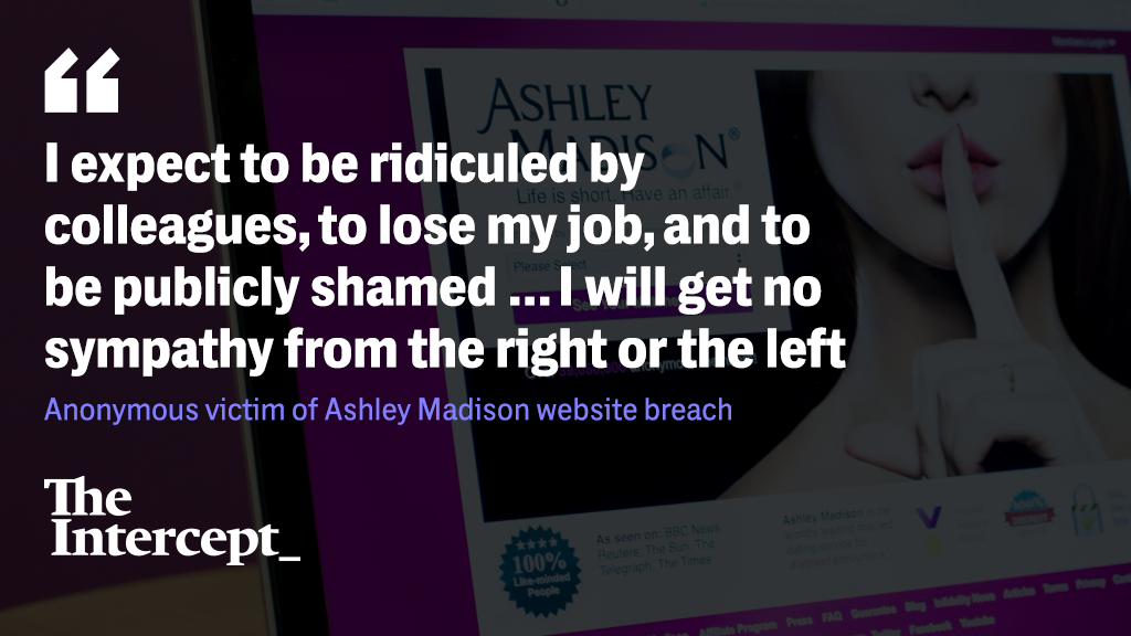 theintercept's tweet image. The human toll of the Ashley Madison hack: ruined careers, families, and now possibly suicides interc.pt/1hWV4sY