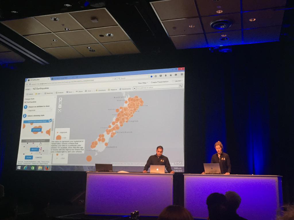 TrishMerz's tweet photo. New @eaglegis TS member Lauren giving a top notch #smartmapping demo #esri #nzeuc http://t.co/XsCmlUvBqm