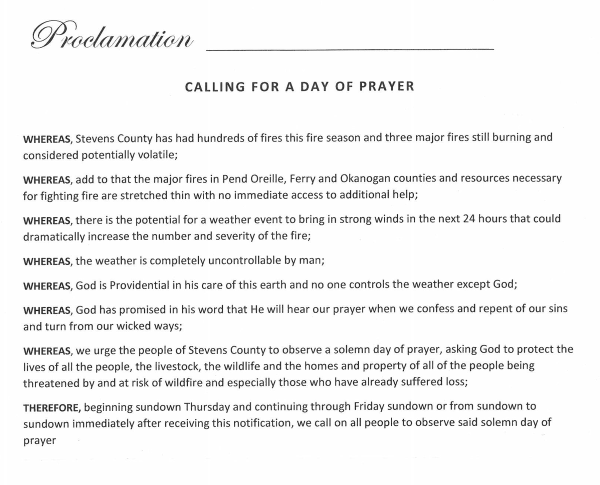 StevensCoWAGOP's tweet photo. Stevens County Commissioners call for Day of Prayer on #Wildfires #wafires http://t.co/8sUoysLnBm