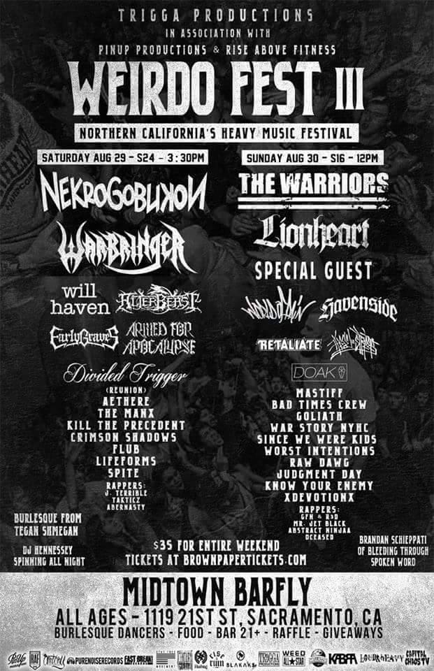 JoelCupcake's tweet photo. TONIGHT - @shaihulud 
TONIGHT - @Humboldt650 
WEDNESDAY - @Stolasband 
8/29&amp;30 - WEIRDOFEST 3
http://t.co/NDmfbAvBtn http://t.co/SQWGOQmqCU