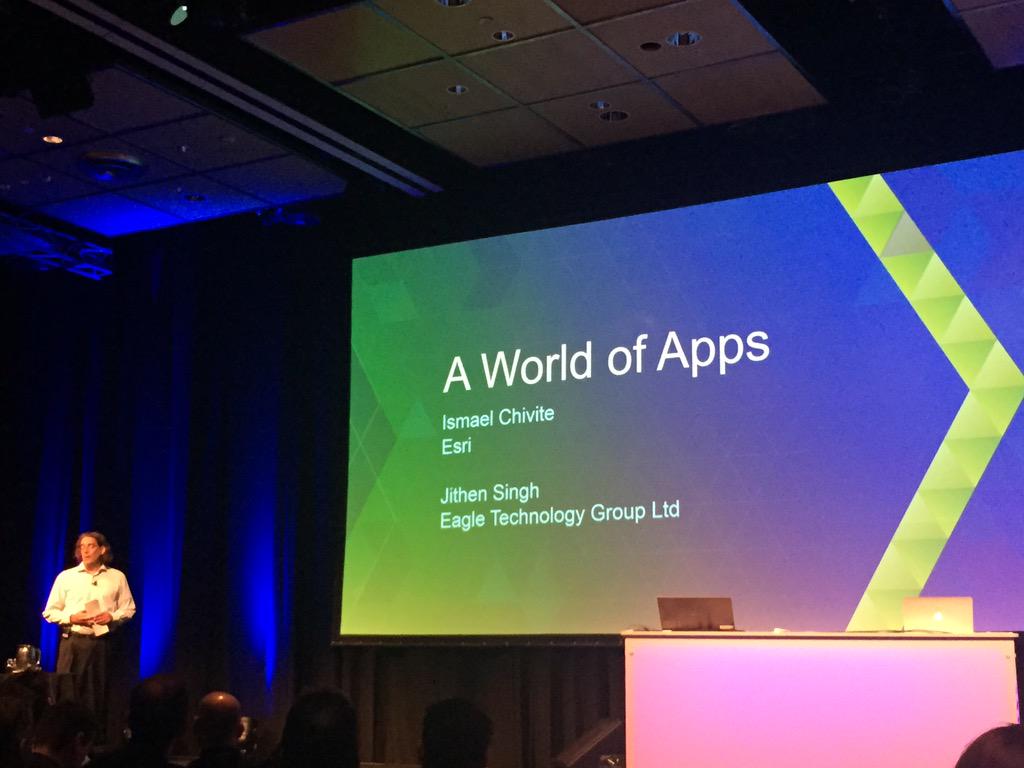 TrishMerz's tweet photo. #Esri's Ishmael Chivite takes #nzeuc through the #arcgis #app family http://t.co/yJvP2mz8hN