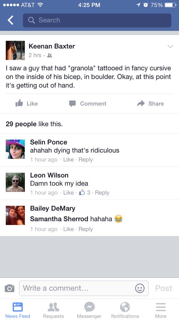 ericaogrady's tweet image. Thanks for the laugh Keenan. This made my late afternoon. #BoulderBubble #TooGranola?