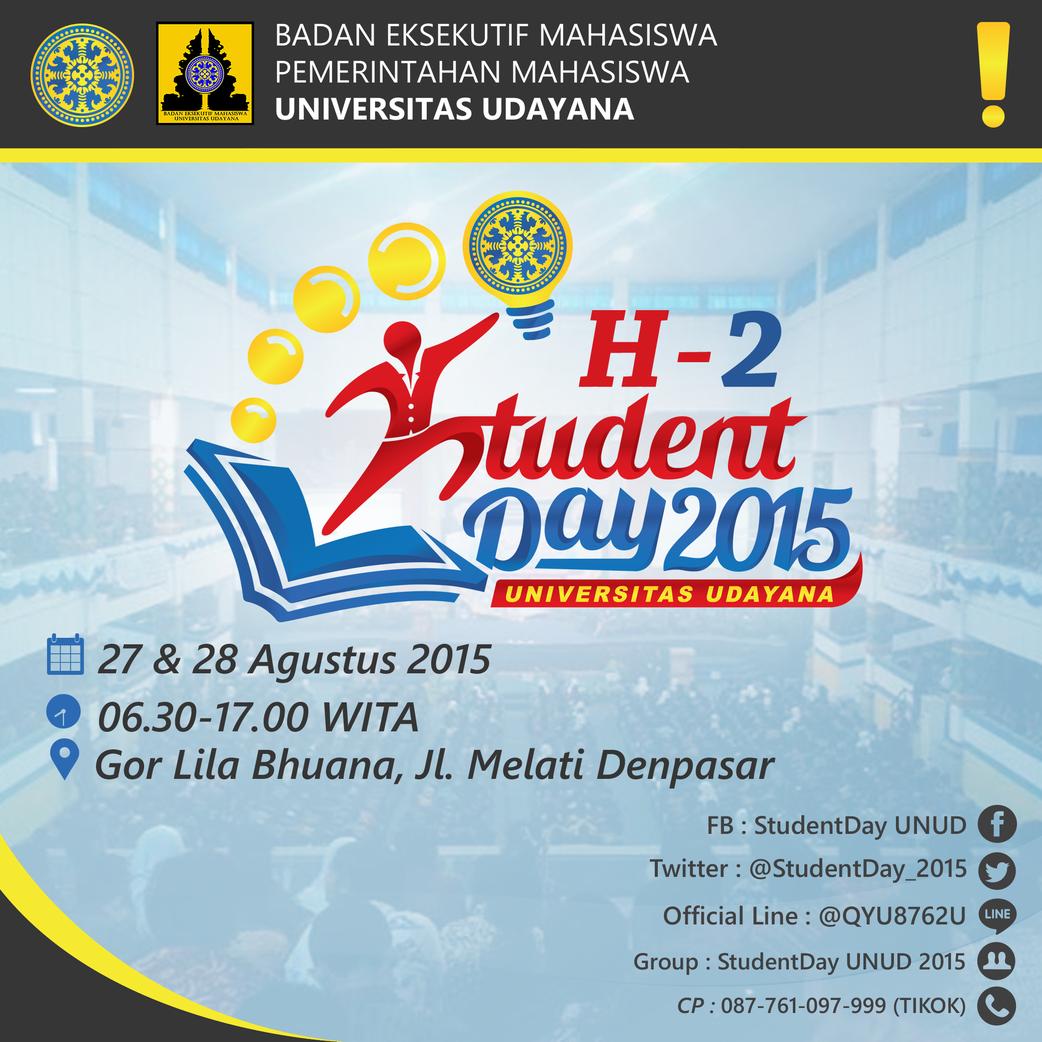 StudentDay_2015's tweet photo. Pagi semuanya! Sudah h-2 nih. Tetap semangat ya dan jaga kondisi agar selalu sehat :) #mabaUNUD http://t.co/CTKoZsXU4Z