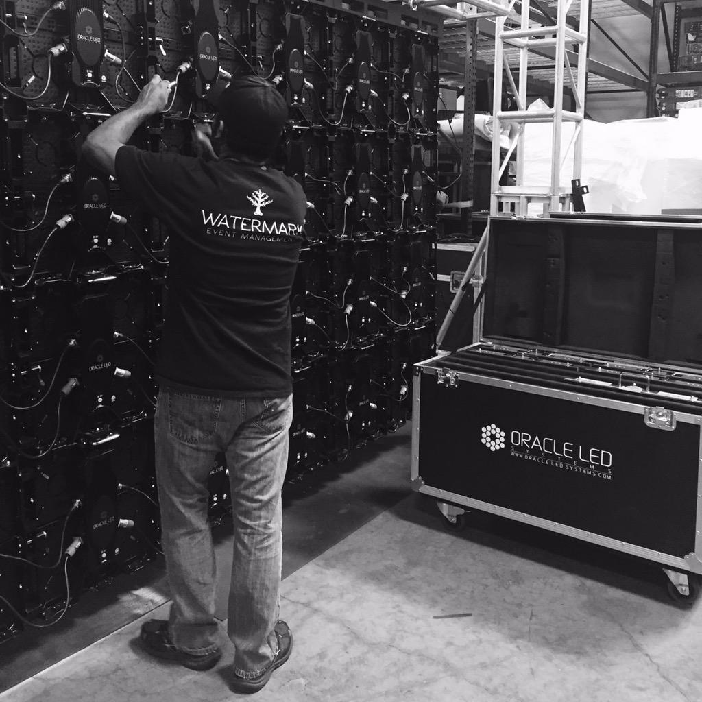 OracleLED's tweet image. Watermark Event Management prepping our 3.9mm panels for a big show this week!