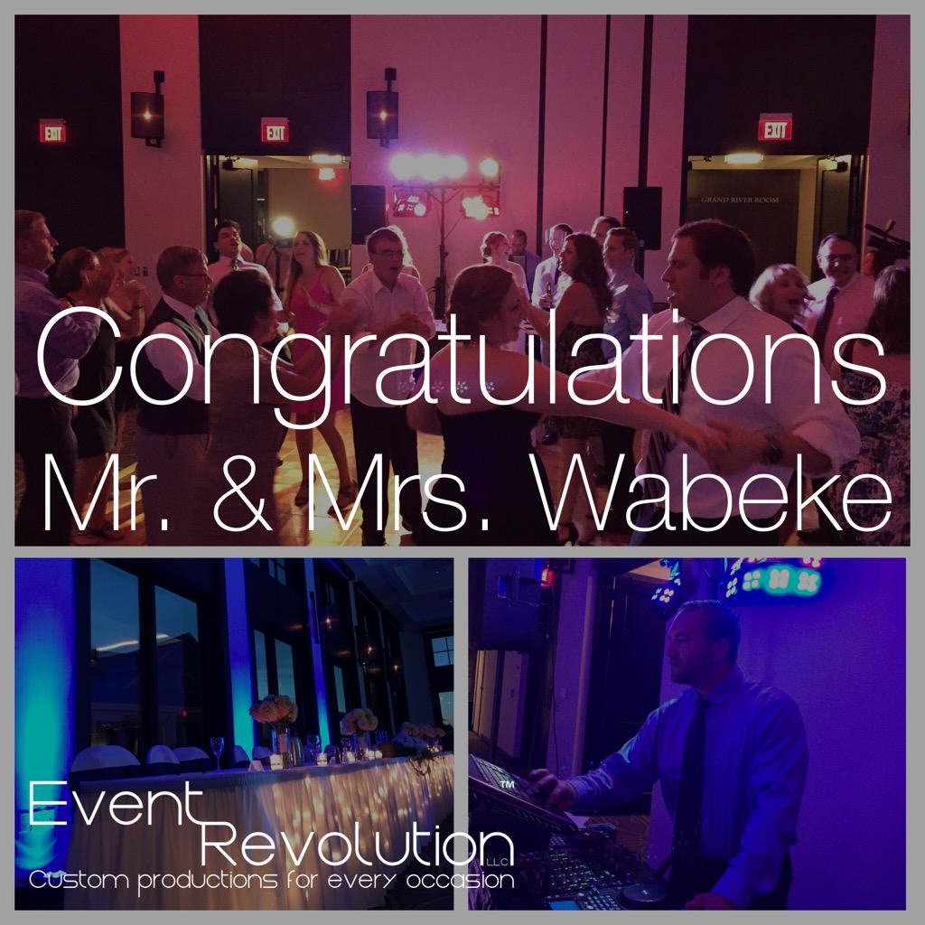eventrevllc's tweet photo. Congratulations to Mr. and Mrs. Wabeke for tying the knot this past Saturday! #eventrevllc  #DJ #uplighting http://t.co/Q8HU9G4s84
