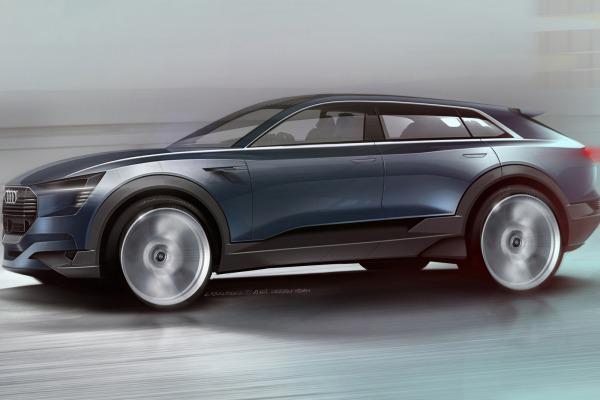 edmunds's tweet photo. Can the @Audi E-Tron Quattro compete against the Tesla Model X? Here's what we know so far: http://t.co/VcIfv1PnrK http://t.co/PRgHVHkTrw