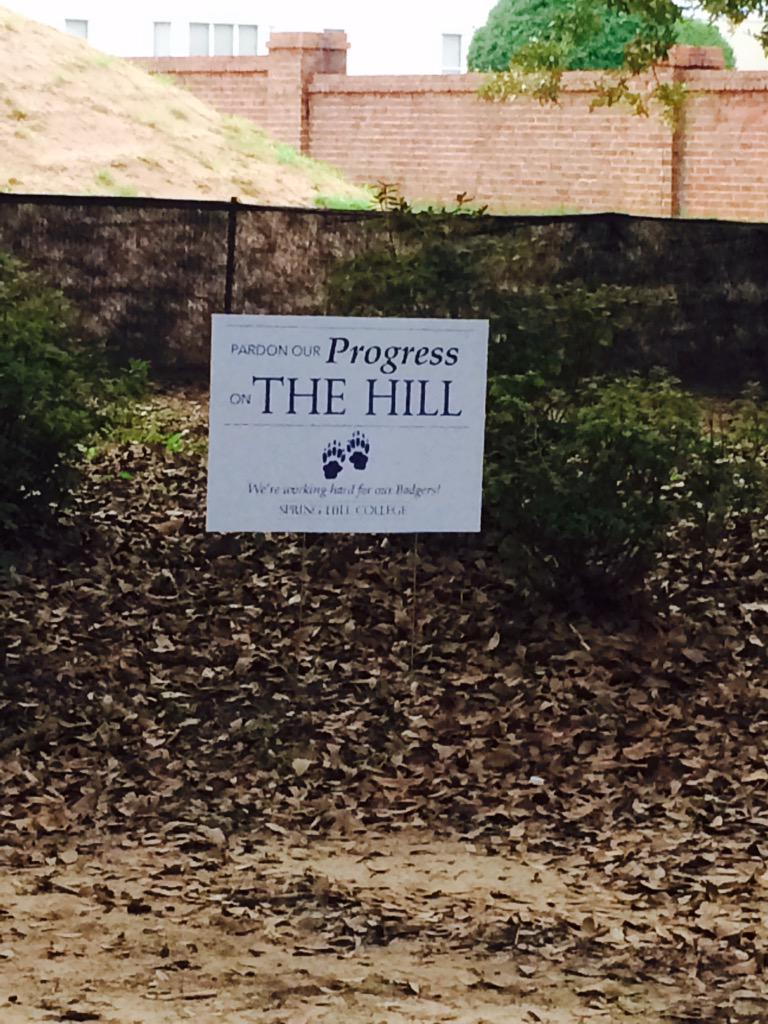 SHU_VPCarpenter's tweet photo. My favorite new sign in The Hill! #badgerpride #sprhill #homeonthehill http://t.co/QWGg4fYyuT