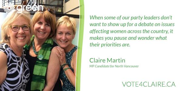 ClaireMartinWx's tweet photo. Looking at you @ThomasMulcair and @pmharper. It's a discussion worth having. #WomensIssuesMatter #cdnpoli #elxn42 http://t.co/I0HviLMOc2