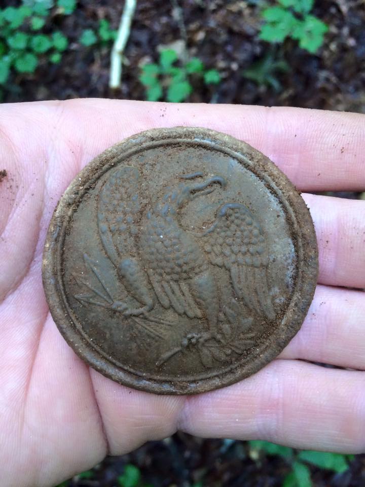 TFHistory's tweet image. Union Eagle breast plate found by Kenny Cavender.   A bucket list recovery for sure.