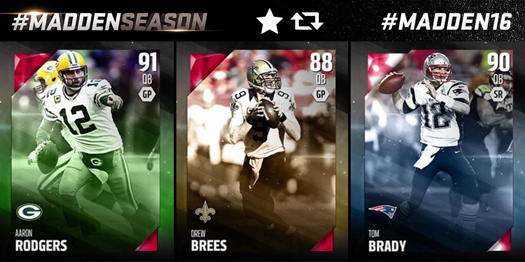 EASPORTS_MUT's tweet image. RT - FAV and TAG answers with #MaddenSeason #Madden16 

Which Top 3 QB do you want on your Launch Squad?