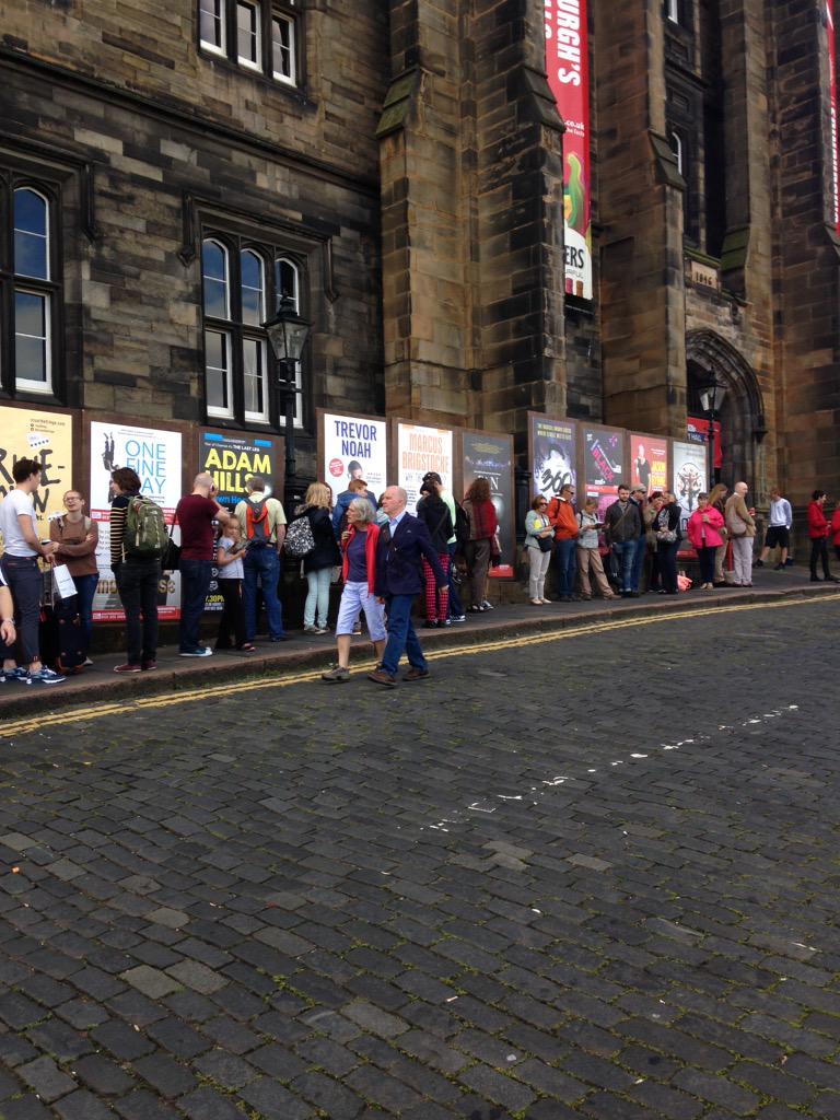 BAMTRCS's tweet photo. Queue starting to form for @RCSattheFringe 'Urinetown' good luck to all the cast and crew for the show!! http://t.co/1SmkssiiOT
