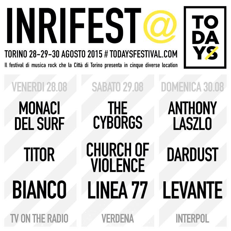 inritorino's tweet photo. Living for @TODAYSfestival Da venerdì si suona duro allo @sPAZIO211 con la crewINRI @Interpol @TVonTheRadio #Verdena http://t.co/Bd164K2YOC