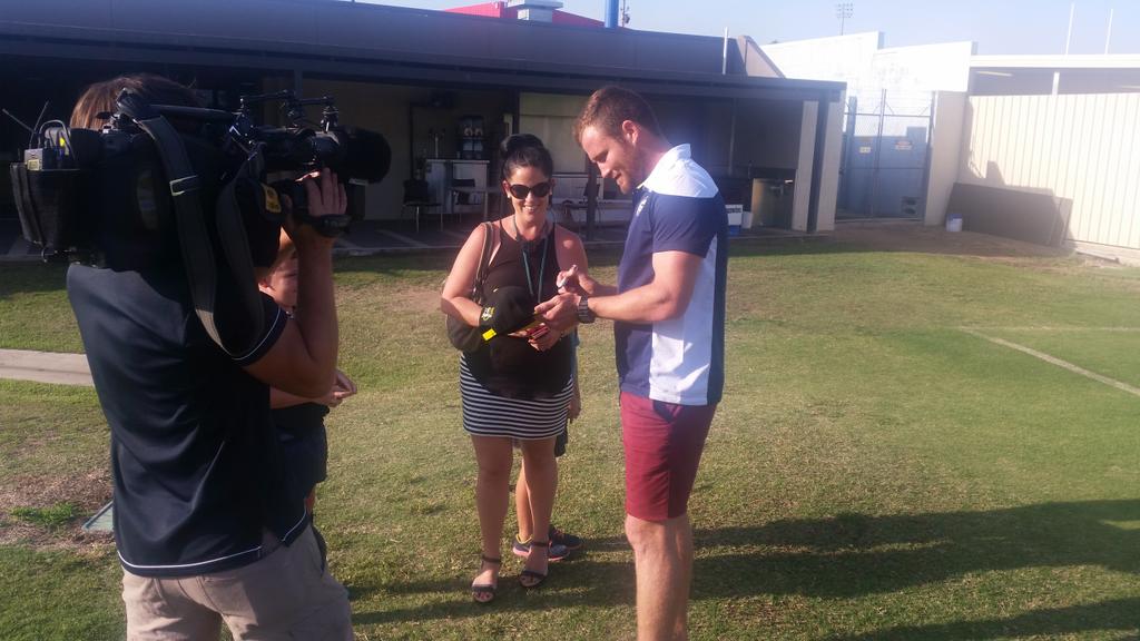 Gavin Cooper films Young Cowboy of the Week segment for WIN #ridemcowboys #nqc20