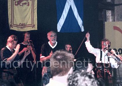 HAPPY 85th BIRTHDAY SEAN CONNERY.He & invade Martyn onstage 1998 World Cup,Paris. 