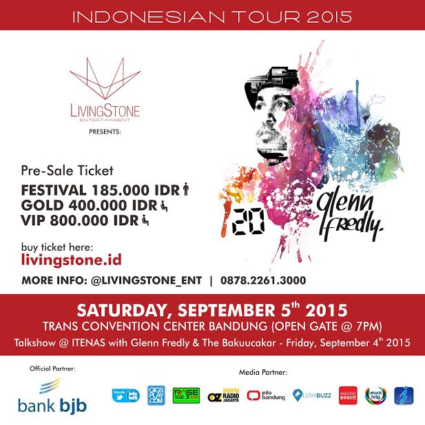 infobandung's tweet photo. » @GlennFredly mempersembahkan konser @20THGLENN berkarya di dunia musik! Info 087822613000 / @livingstone_ent  http://t.co/pIbE8W9Bv8