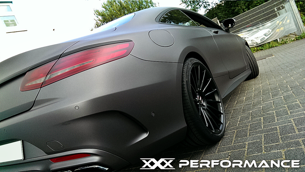 xXx_Performance's tweet photo. #MercedesBenz S-Class Coupe. Wrappred in charcoal matte on 21" #Artform AF401 matte black w new exhaust and more! http://t.co/NfPe8z9fD3