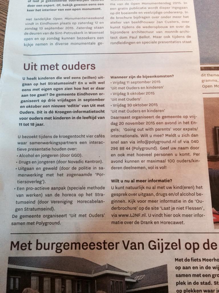 MartijnVerdult's tweet photo. Als ouder benieuwd naar het huidige-toekomstige 'uitgaan' van jongeren? 9 okt. is er nog ruimte! #laatjenietflessen http://t.co/SdJkAauXEP