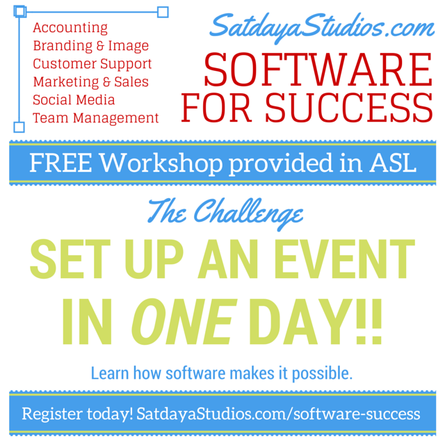 satdayallc's tweet image. What&apos;s on the #SoftwareforSuccess workshop agenda? Team challenge: Set up an event in one day! rgn.bz/mqCO
