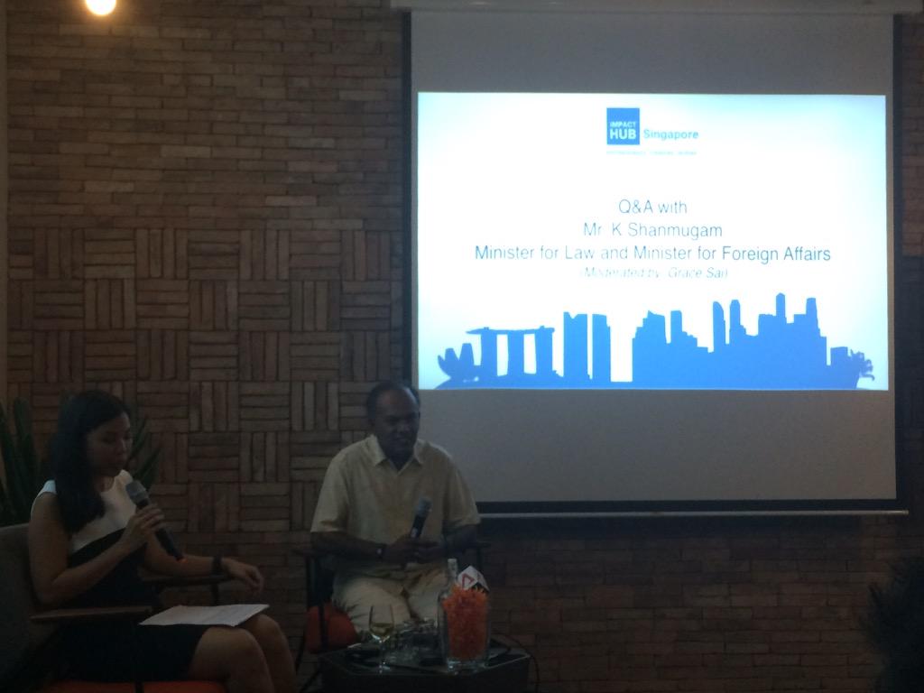 GACircular's tweet image. Hub launch party - inspiring QnA w Mr Shanmugam, MInister for law &amp;amp; foreign affairs. #HubPrinsepLaunch