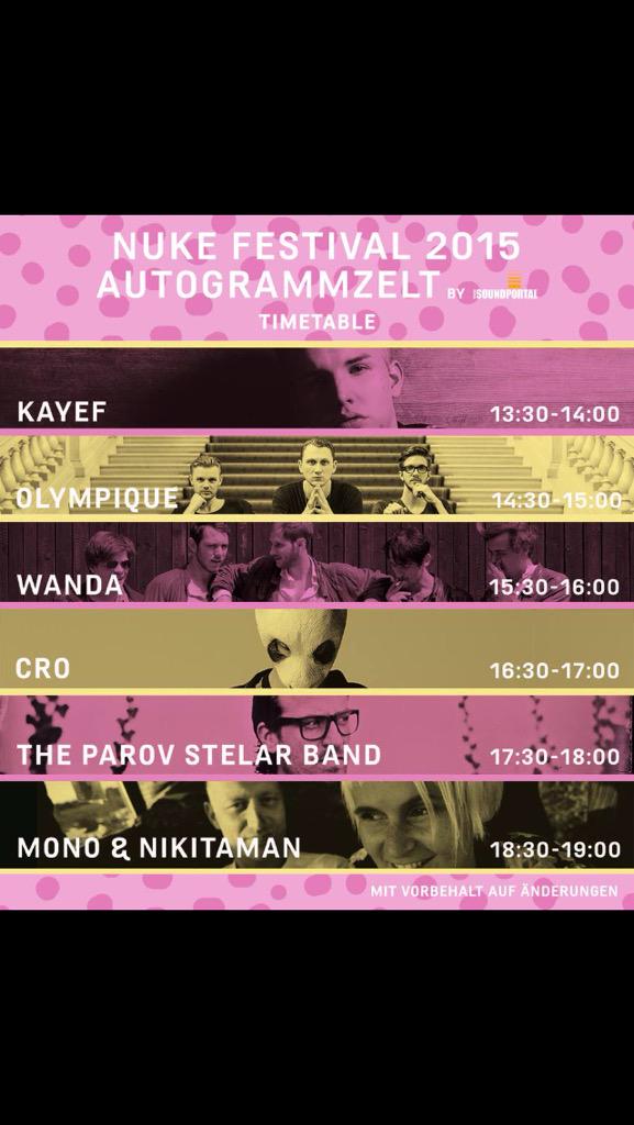 Autogrammzelt #nuke15 mit <a href="/thisiscro/">CRO</a> , <a href="/parov_stelar/">Parov Stelar</a> , <a href="/mono_nikitaman/">mono nikitaman</a> , <a href="/Olympique_Music/">Olympique</a> , #wanda &amp; <a href="/kayefofficial/">KAYEF</a>