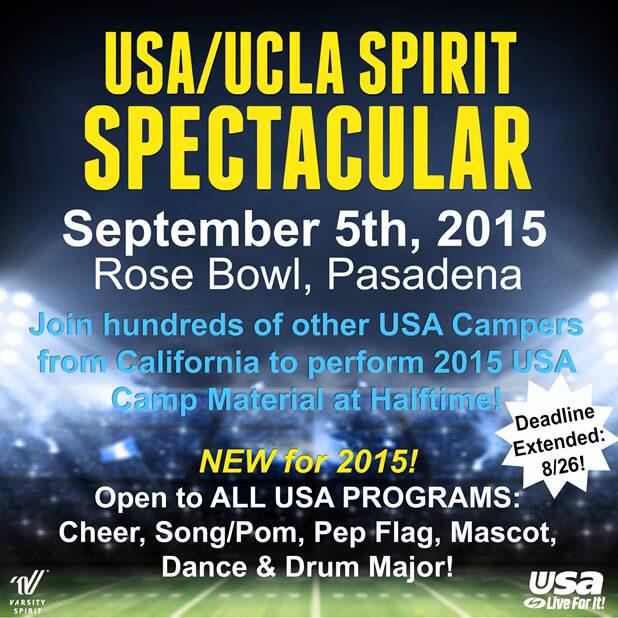 Great news! The deadline for the USA/UCLA Spirit Spectacular deadline has been extended till 8/26! Sign up now!