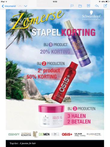 Tm augustus stapelkorting ! Doe nu uw inkopen en geniet van gratis producten van Schwarzkopf