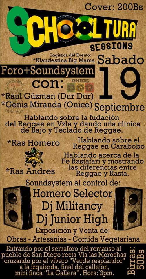 DjKlandestina's tweet photo. SCHOOLtura Sabado 19 de septiembre 2 pm San Diego se llena de Reggae y Cultura! 
Foro + Soundsystem.... http://t.co/yFvNNYcgjN