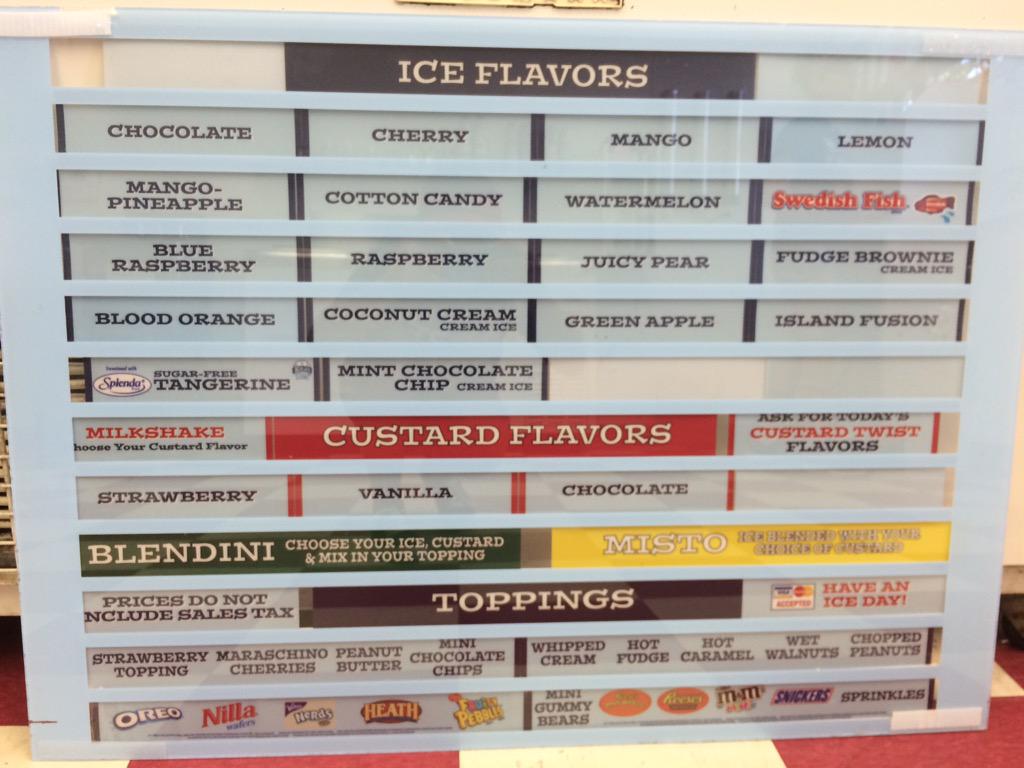 GET YOUR RITA'S TODAY!! These are the wonderful flavors we have 😊😊