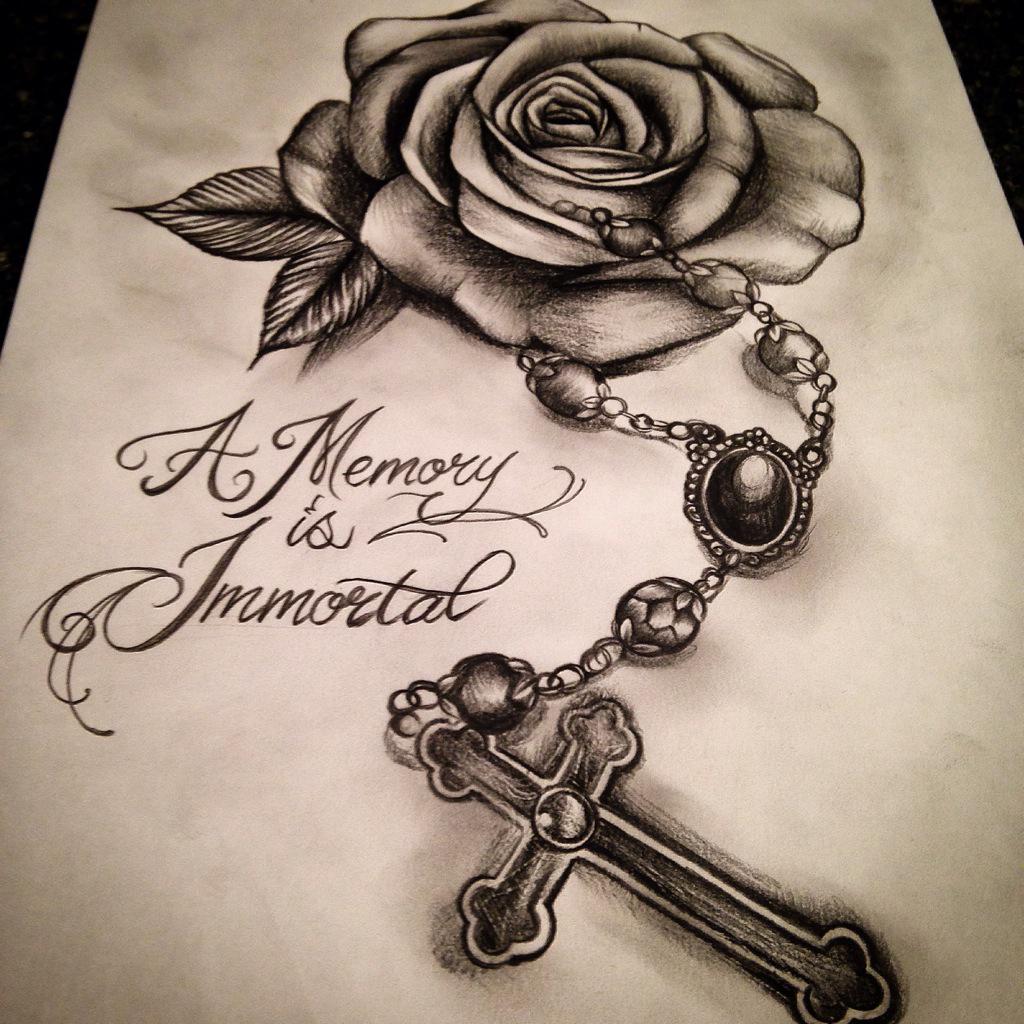 Emma Doris Smith on X: "#sketch #art #ink #tattoo #rose #cross #memorial http://t.co/TIgbh361gc" / X