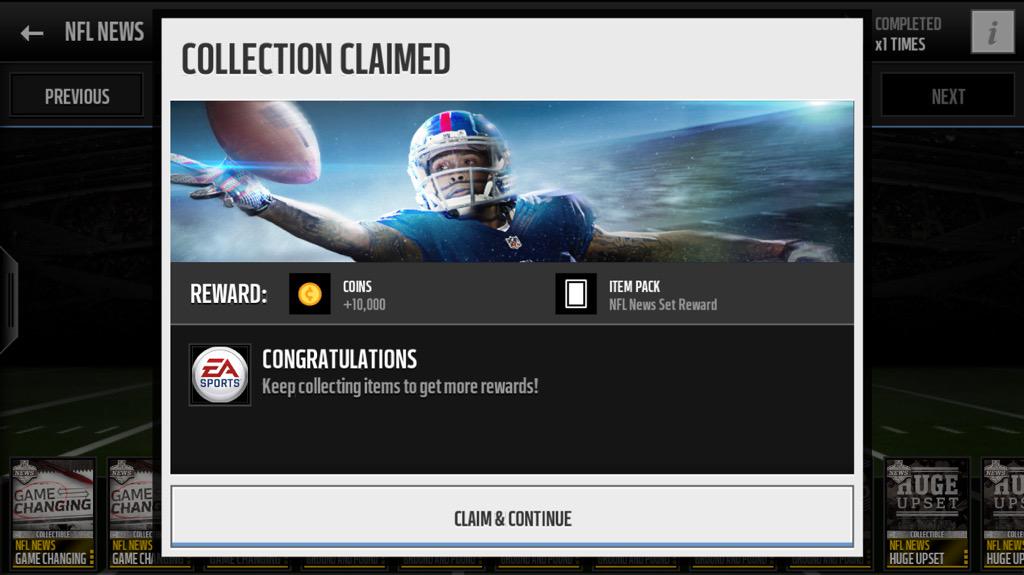 KRAELO's tweet image. Finally got the last collectible for NFL News Set @EAMaddenMobile! That was a #MaddenMobileGrind 😂