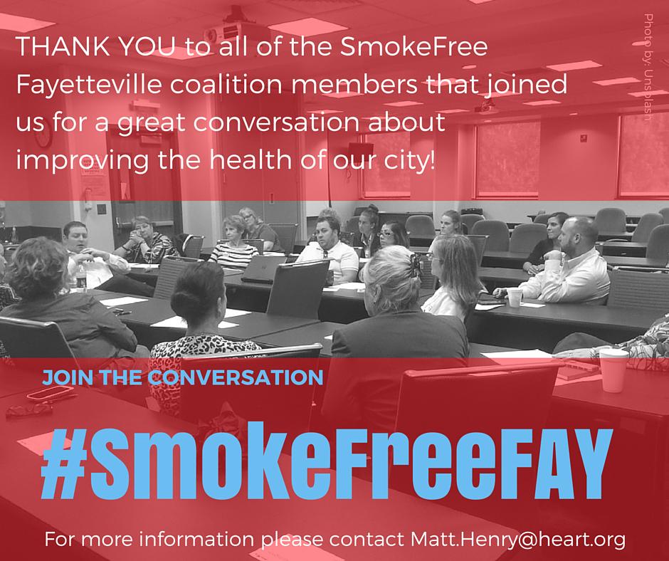 SmokeFreeFAY's tweet photo. Thank you #SmokeFreeFAY advocates for a great meeting last week!  Join The Conversation Today: @SmokeFreeFAY http://t.co/OM5JWhkdJJ