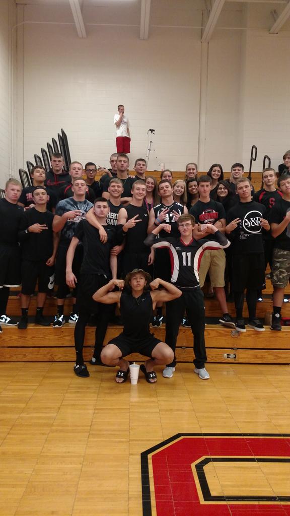 S_woodYearbook's tweet image. Southwood&apos;s student section tonight at volleyball really helped &apos;black out&apos; the competition! #swvb
