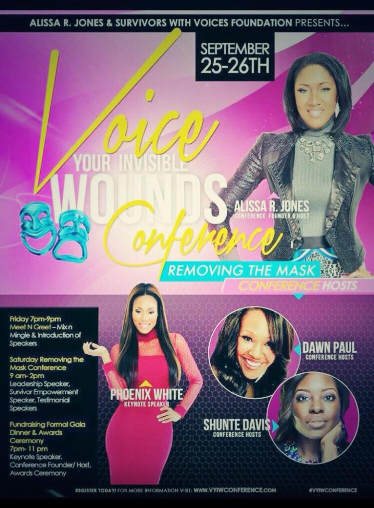 LuvMediaLife's tweet photo. It's time to get REAL! Event in Sept! @AlissaRJones @SWVFOUNDATION "Removing the Mask!" Get tix! 👑👍🏾 #VYIWConference http://t.co/6KZny8IYZt