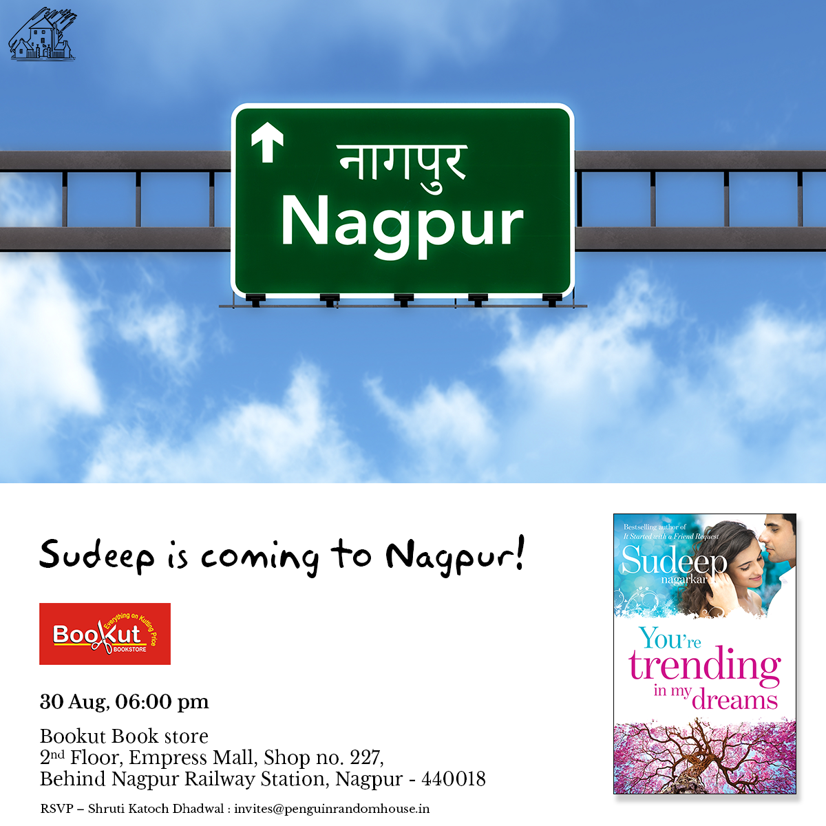 sudeepnagarkar's tweet photo. I will be in #Nagpur on 30th Aug in Bookut, Empress Mall at 6 pm for the launch of #Youaretrendinginmydreams! http://t.co/ntNFr9g92v