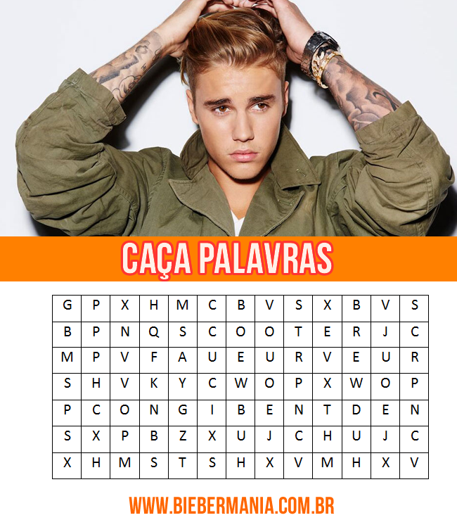 biebersmaniabr's tweet photo. CAÇA PALAVRAS: Respondam com = 

VoteForJustinNOW #MTVHottest Justin Bieber http://t.co/GVrngAzMAy