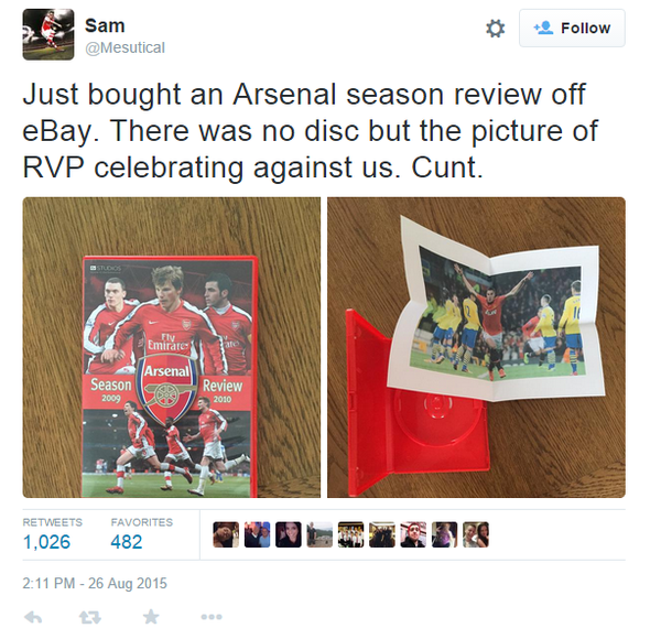 NOT_MOTD's tweet photo. Man Utd fan 1-0 Arsenal fan. http://t.co/MMIL9LbhgX