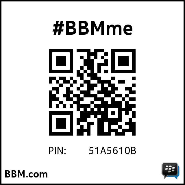 #BBMme PIN: 51A5610B
pin.bbm.com/51A5610B