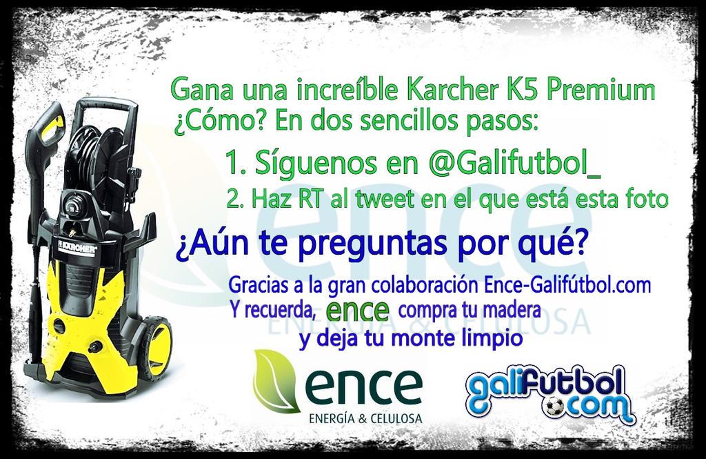 NUEVO SORTEO!! Galifútbol y ENCE sortean una fantástica Karcher K5 Premium!! Síguenos y haz RT compramosmadera.es/index.php/es/