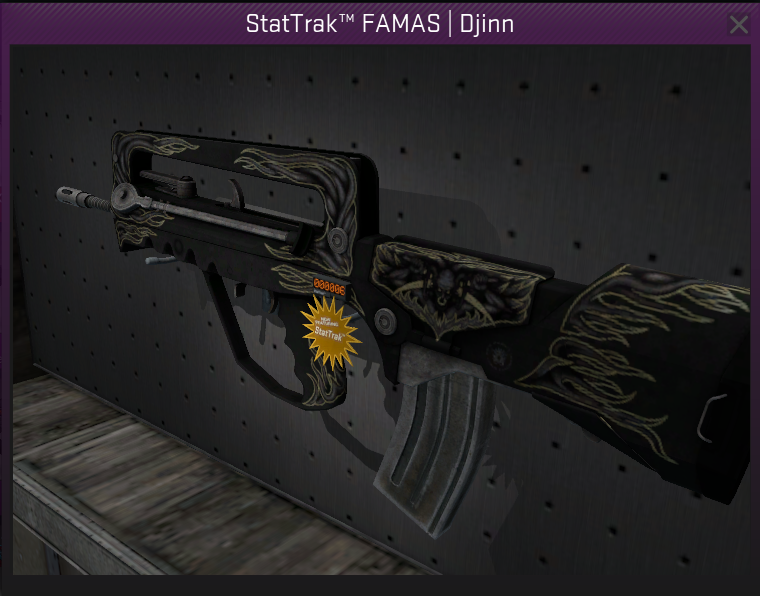 ezyteevee's tweet photo. StatTrak™ FAMAS | DJINN Giveaway! To enter just follow &amp; Retweet this! winner will be announced on 30/08  #ezyteevee http://t.co/fM0hO79BPW