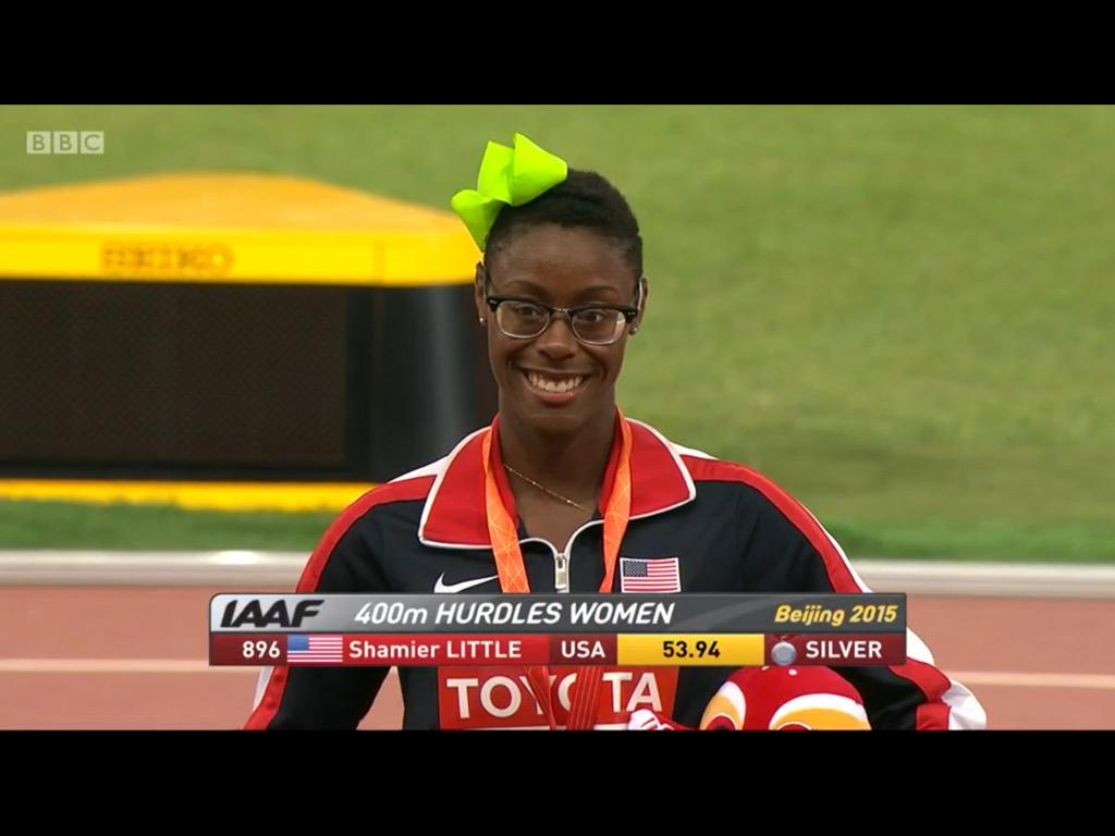 aggietfxc's tweet photo. World Championships Silver medalist Shamier Little. Congrats! http://t.co/2l2ojTMHjT