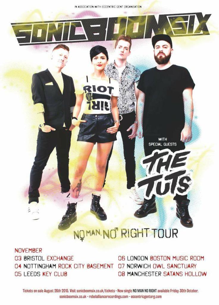 FINALLY a UK tour! Tickets go on sale on Friday. Please RT. #sonicboomsix #thetuts #nomannoright #tour #allthegirls