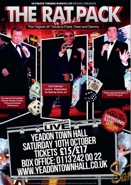 Futurist Productions (@futuristtp) on Twitter photo The Rat Pack! Professional tribute act <a href="/YeadonTownHall/">Yeadon Town Hall</a> Sat 10th Oct! Tickets on sale: yeadontownhall.co.uk #leeds The Rat Pack! Professional tribute act <a href="/YeadonTownHall/">Yeadon Town Hall</a> Sat 10th Oct! Tickets on sale: yeadontownhall.co.uk #leeds