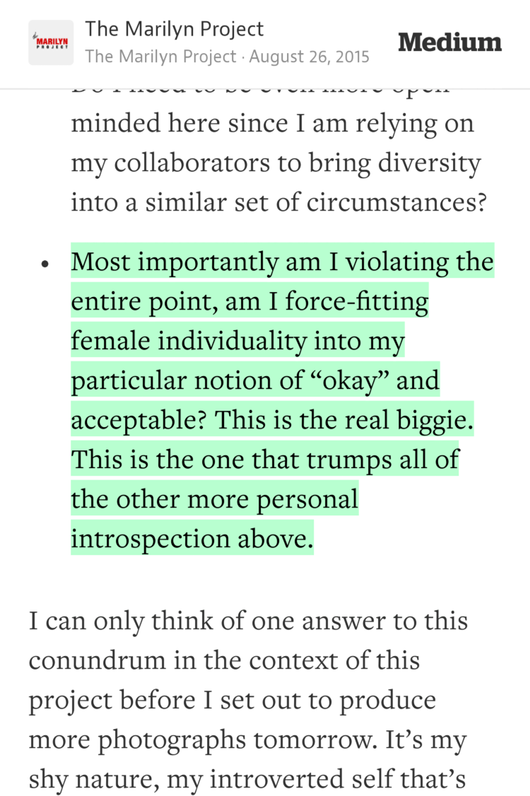 “Most importantly am I violating the entire point, am I force-fitting…” — <a href="/marilynprojekt/">themarilynproject</a> medium.com/the-marilyn-pr…