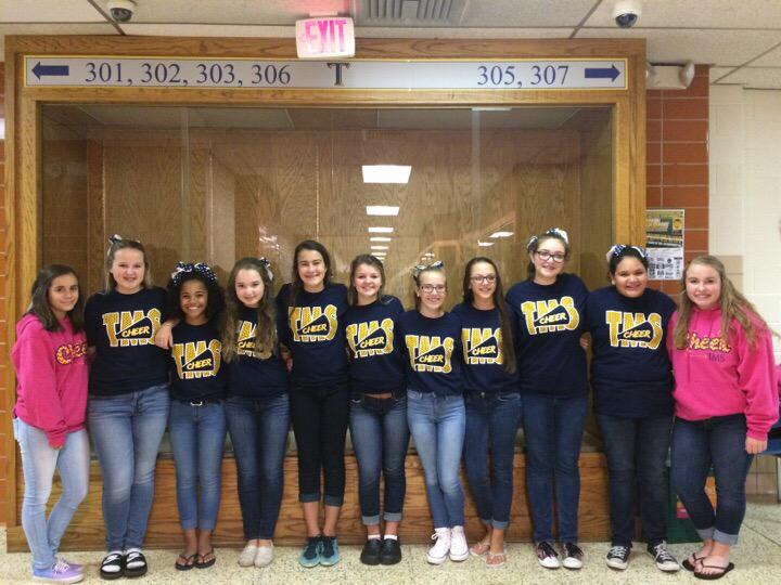 MrsBoydTMS's tweet image. Spirit wear came in just in time for our first game! #tmscheer #gobluedevils